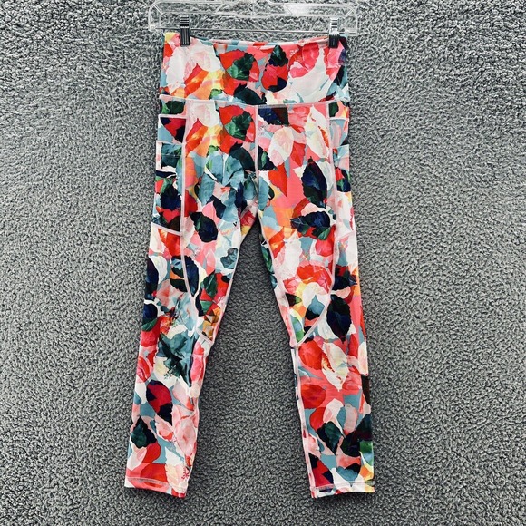 Zyia Pants - ZYIA Legging Pink Blue Geo High Rise Stash Pocket Crop Workout Pant